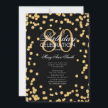 80歳の誕生日パーティープログラム 金のグリッター付メニュー 招待状<br><div class="desc">エレガントな「誕生日パーティープログラム」デザインに ゴールドとブラックのグリッターコンフェッティと カスタムテキストを添えて</div>