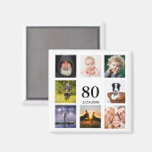 80歳の誕生日パーティー写真コラージュ男 マグネット (正面/裏面)