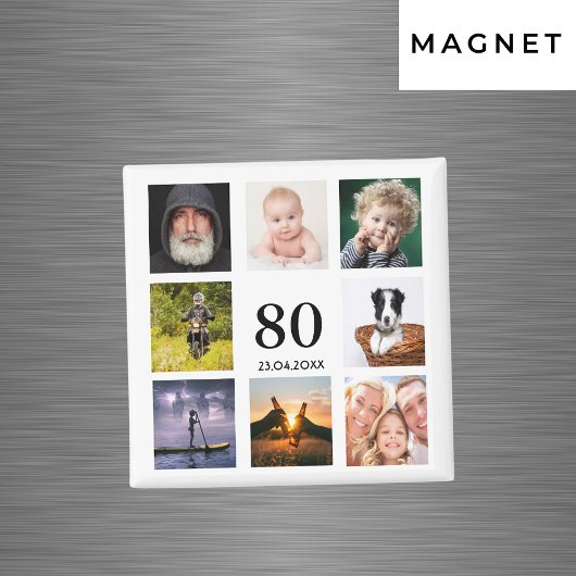 80歳の誕生日パーティー写真コラージュ男 マグネット