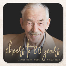 80歳の誕生日パーティー写真チーズ ゴールドスクリプト
