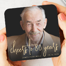 80歳の誕生日パーティー写真チーズ ゴールドスクリプト