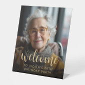 80歳の誕生日パーティー写真歓迎 台座サイン (正面)