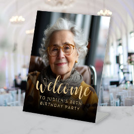 80歳の誕生日パーティー写真歓迎 台座サイン