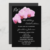 80歳の誕生日パーティー招待状 オーキッド 招待状 (正面/裏面)