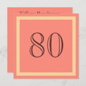 80歳の誕生日パーティー招待状 - サルモン コーラル 招待状 (正面/裏面)