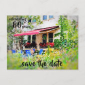 80歳の誕生日パーティー招待状 Save the Date  ポスト ポストカード (正面)