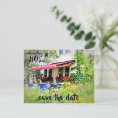 80歳の誕生日パーティー招待状 Save the Date 投稿 ポストカード (スタンド正面)