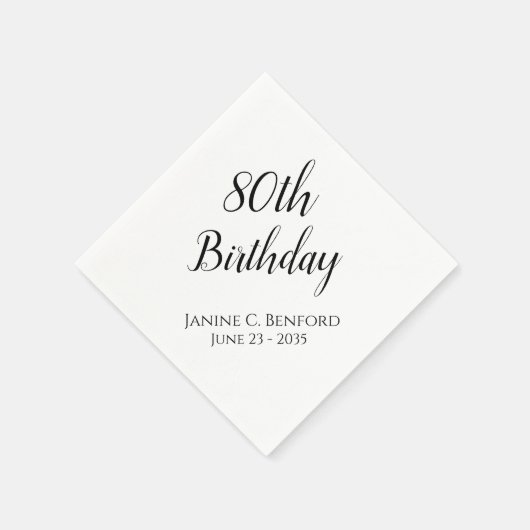 80歳の誕生日パーティー用の紙ナプキン スタンダードカクテルナプキン (角)