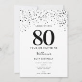 80歳の誕生日パーティー誰が80歳かモダン 招待状 (正面)