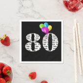 80歳の誕生日パーティー風船 スタンダードカクテルナプキン (インサイチュ)