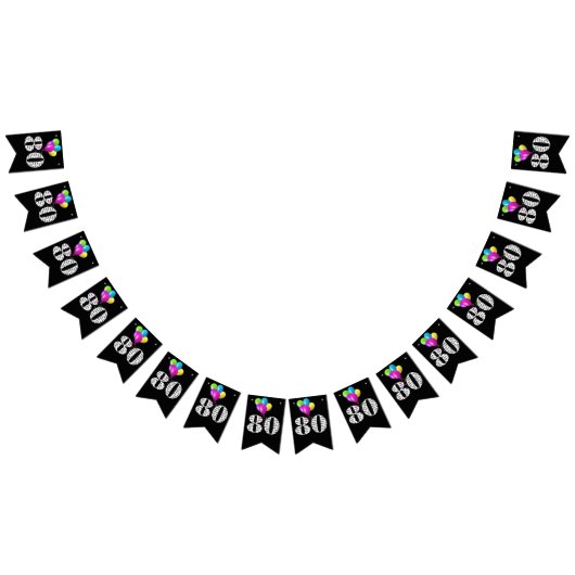 80歳の誕生日パーティー風船 バンティングフラッグ (全)