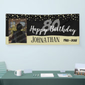 80歳の誕生日パーティー1枚の写真と紙吹雪 横断幕 (トレードショー)