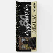 80歳の誕生日パーティー1枚の写真と紙吹雪 横断幕 (縦)