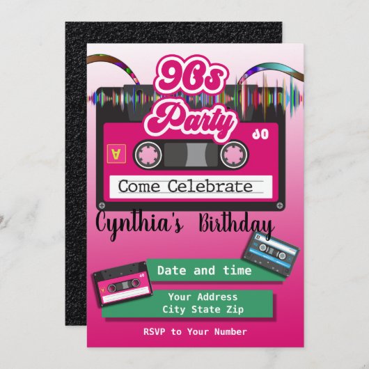 80歳の誕生日パーティー、カセットテープ 招待状 (正面/裏面)
