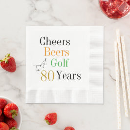 80歳の誕生日パーティー・チア・ビール・ゴルフ 縁ありランチョンナプキン