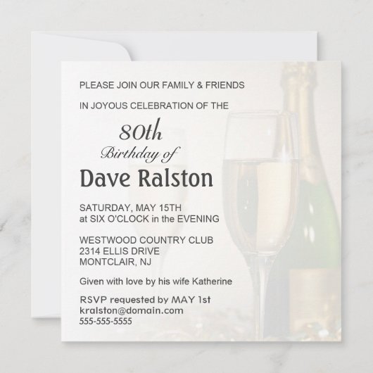 80歳の誕生日パーティー-パーソナライズされた招待状 招待状 (裏面)