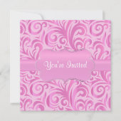 80歳の誕生日パーティー|ピンク、シルバー、ホワイトバーダー 招待状 (正面)