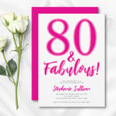 80歳の誕生日パーティー ファビュラス ピンク 招待状