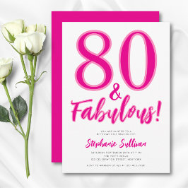 80歳の誕生日パーティー ファビュラス ピンク 招待状