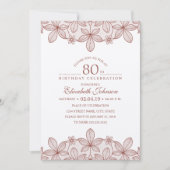 80歳の誕生日パーティー ラスティックレース クラフト紙 招待状 (正面)