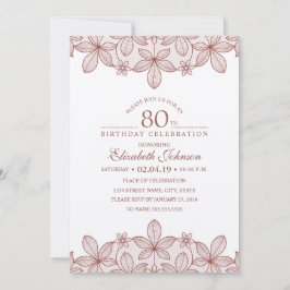 80歳の誕生日パーティー ラスティックレース クラフト紙 招待状