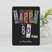 80歳の誕生日パーティー - 古いナンバープレート 招待状 (スタンド正面)