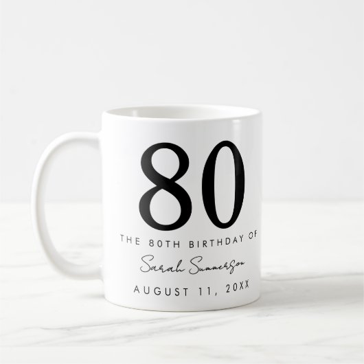 80歳の誕生日パーティー 名前 日付 コーヒーマグカップ (左)