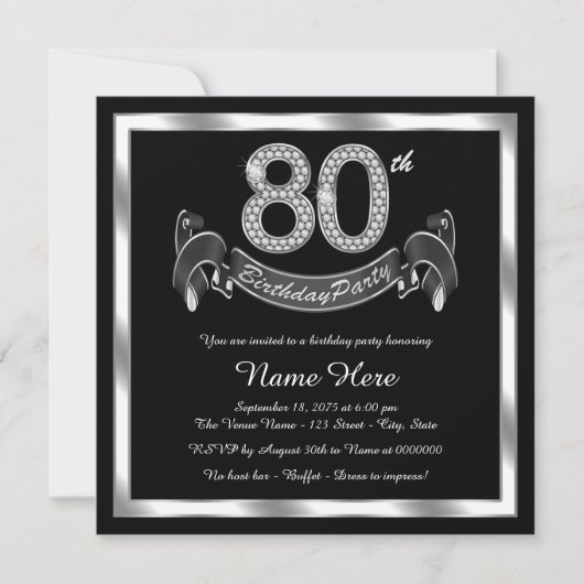 80歳の誕生日パーティー 招待状 (正面)