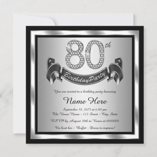 80歳の誕生日パーティー 招待状 (正面)