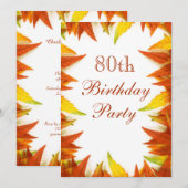 80歳の誕生日パーティー 紅葉 招待状 (正面/裏面)