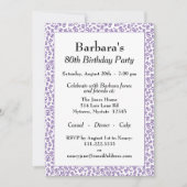 80歳の誕生日パーティー 紫/白のナンバーパターン 招待状 (正面)
