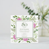 80歳の誕生日ピンクのあじさい 招待状 (スタンド正面)