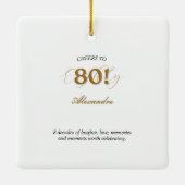 80歳の誕生日フォトコラージュ記念品 セラミックオーナメント (裏面)