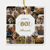 80歳の誕生日フォトコラージュ記念品 セラミックオーナメント (正面)
