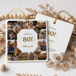 80歳の誕生日フォトコラージュ記念品 セラミックオーナメント