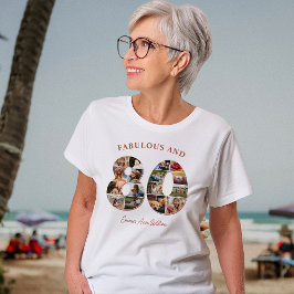 80歳の誕生日フォトコラージュ - エレガントで永遠の思い出に Tシャツ
