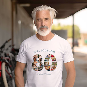 80歳の誕生日フォトコラージュ - エレガントで永遠の記念に Tシャツ
