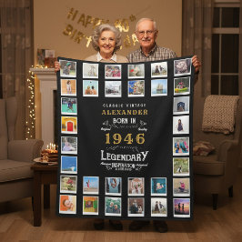 80歳の誕生日フォトコラージュ 父 祖父 フリースブランケット