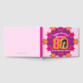 80歳の誕生日フォトスターピンクのオレンジのゲストブック ゲストブック (全面)