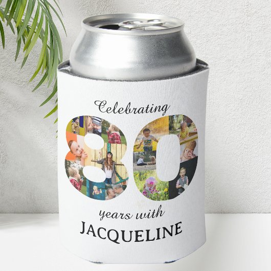 80歳の誕生日フォトテンプレート招待状 缶クーラー