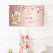 80歳の誕生日フォトバラ金ゴールドピンクのキラキラ星 横断幕 (インサイチュ)