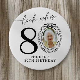 80歳の誕生日フォトパーティーボタン | 80歳のお祝い 缶バッジ