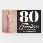 80歳の誕生日フォトパーティー装飾 ブラック ホワイト 横断幕 (横)