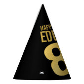 80歳の誕生日フォトブラックパーソナライズされたと金ゴールド パーティーハット (左)