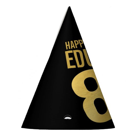 80歳の誕生日フォトブラックパーソナライズされたと金ゴールド パーティーハット (左)