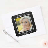 80歳の誕生日フォトブラック感謝していユー スクエアシール (封筒)