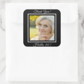 80歳の誕生日フォトブラック感謝していユー スクエアシール (バッグ)