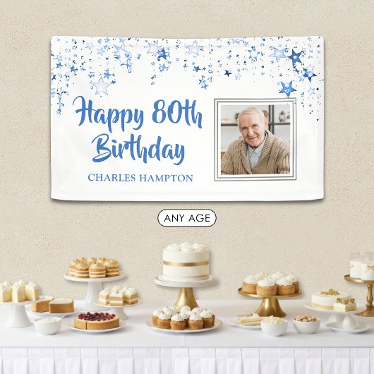 80歳の誕生日フォトブルースターズ オーダーメイドバナー 横断幕
