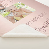 80歳の誕生日フォト赤面ピンクのローズ金ゴールド シェルパブランケット (3/4)