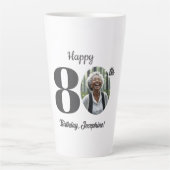 80歳の誕生日フォト カフェラテマグ (正面)